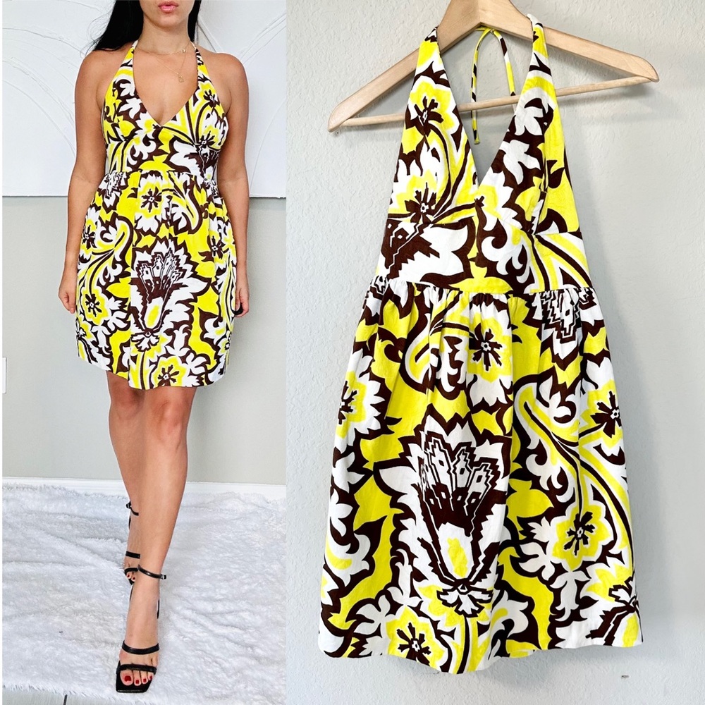 Milly Halter Yellow Floral Dress